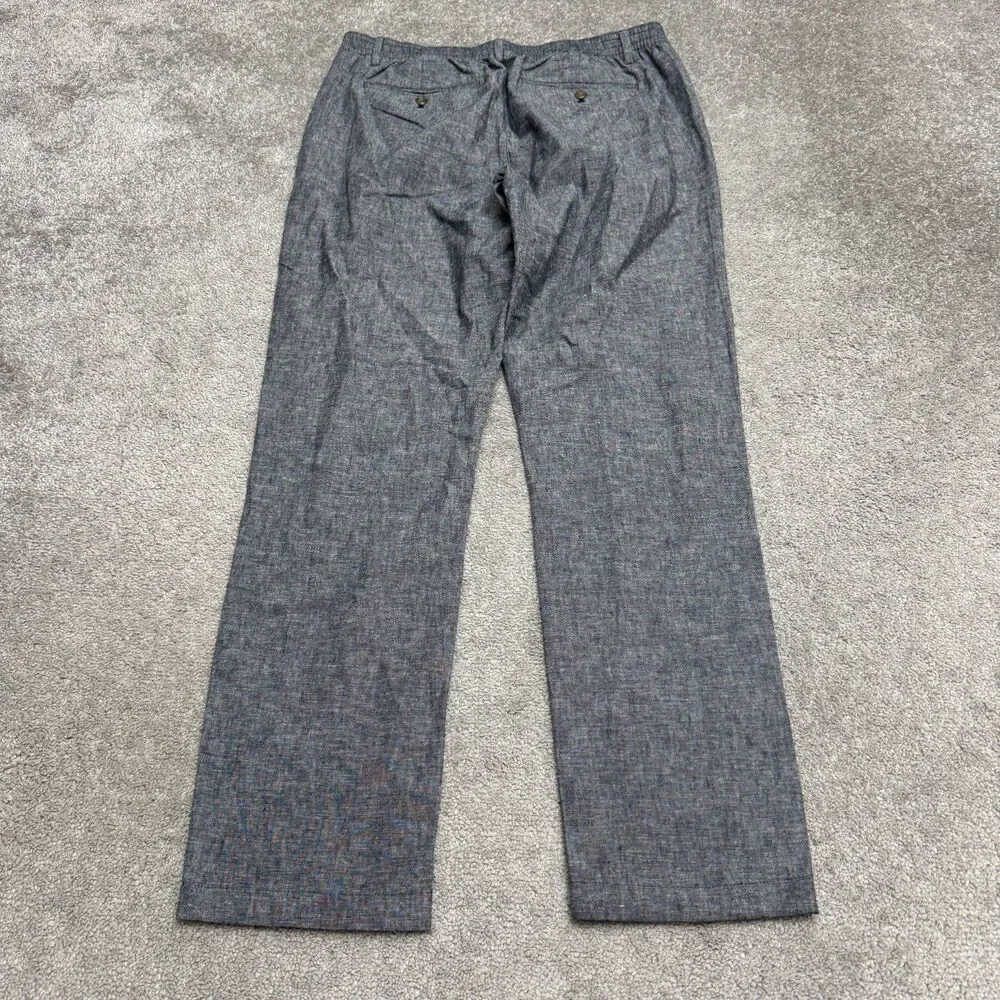Banana Republic Grayson Linen Blend Pants Men 34x34 Navy Blue Slim Tapered NWT